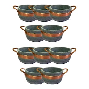 Kit 10 Cumbucas Alça De Cobre Pedra Sabão Caldo Sopa 500ml