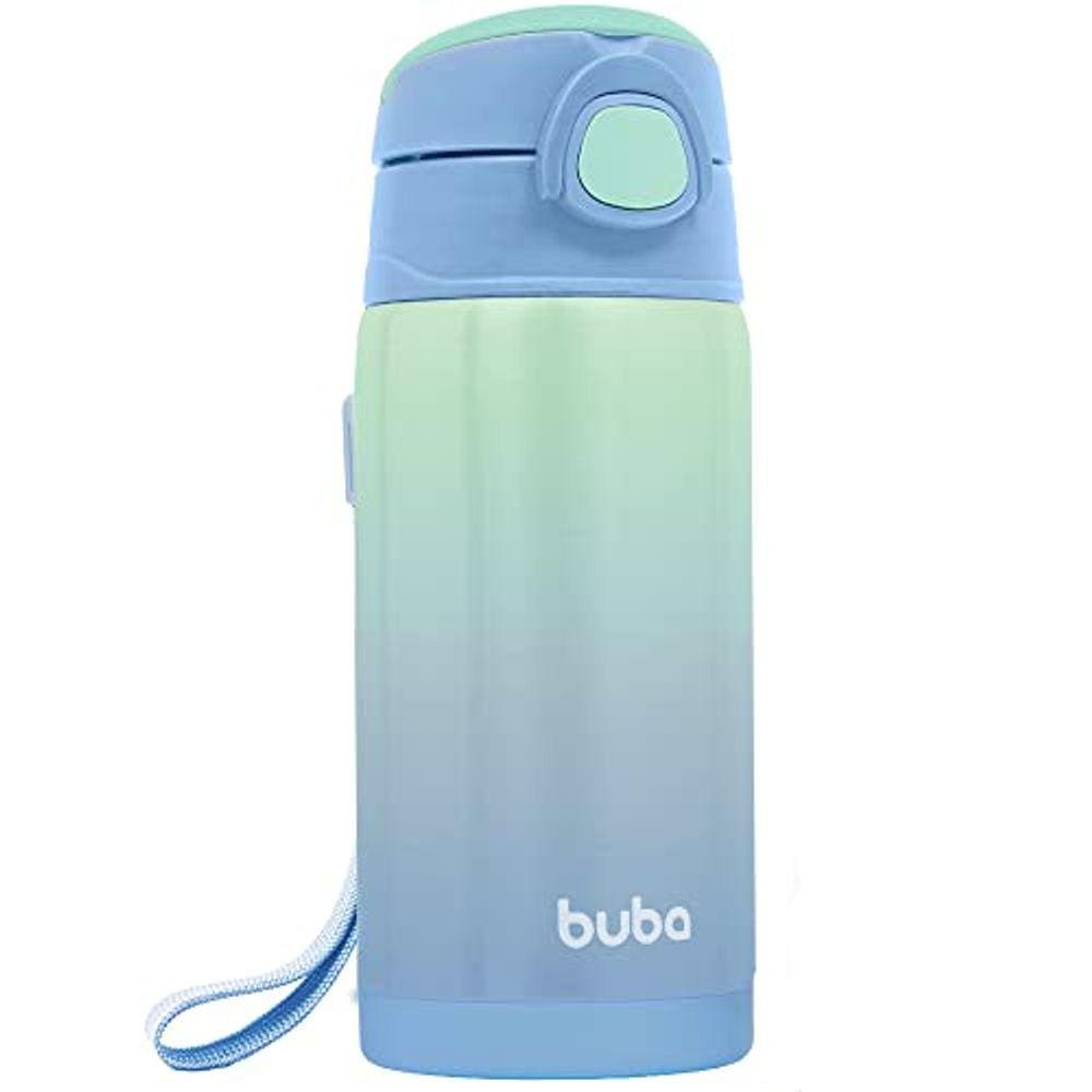 BUBA Copo Termico Parede Dupla Com Canudo Azul, 400 ml