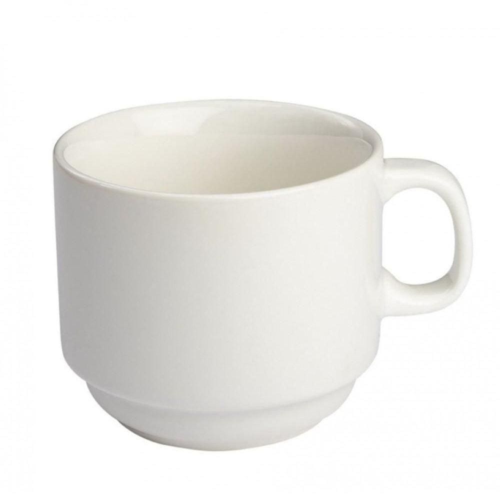 Jogo De Xícara De Chá Empilhável 200 Ml Porcelana Branca