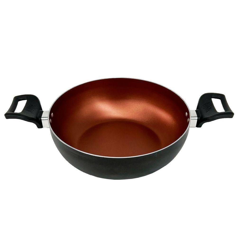 Panela Frigideira Caçarola Wok 24 Cm Antiaderente Alumínio - Cobre