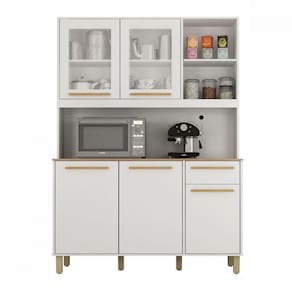 Cozinha Compacta Rubi 5 Portas 1 Gaveta Branco com Cinamomo Valdemoveis