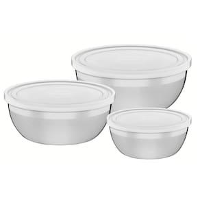 Jogo De Potes Freezinox Em Aço Inox Com Tampa Plástica