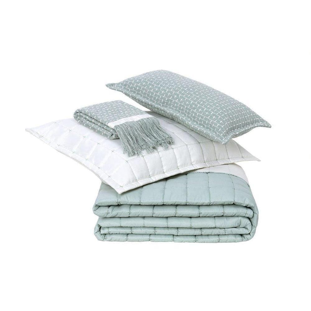 Kit Cobre Leito Diana King Verde Malva 2,60 X 2,80 M 5 Peças