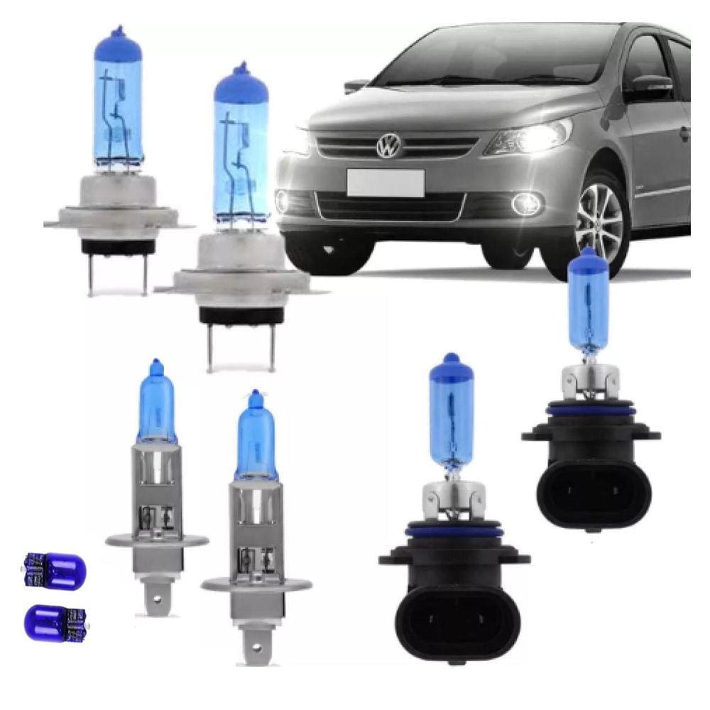 Kit Lampada Super Branca Vw Gol G5 Farol Alto Baixo E Milha