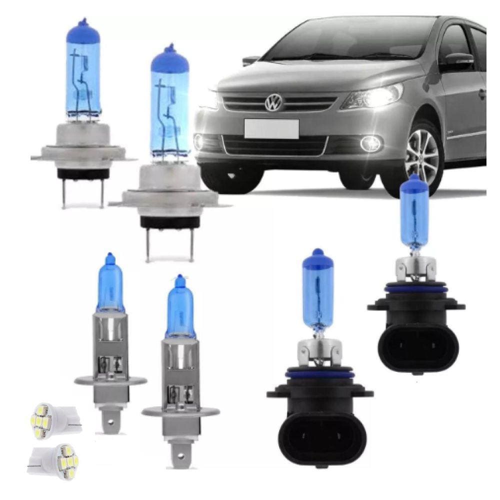Kit Lampada Super Branca Vw Gol G5 Farol Alto Baixo E Milha