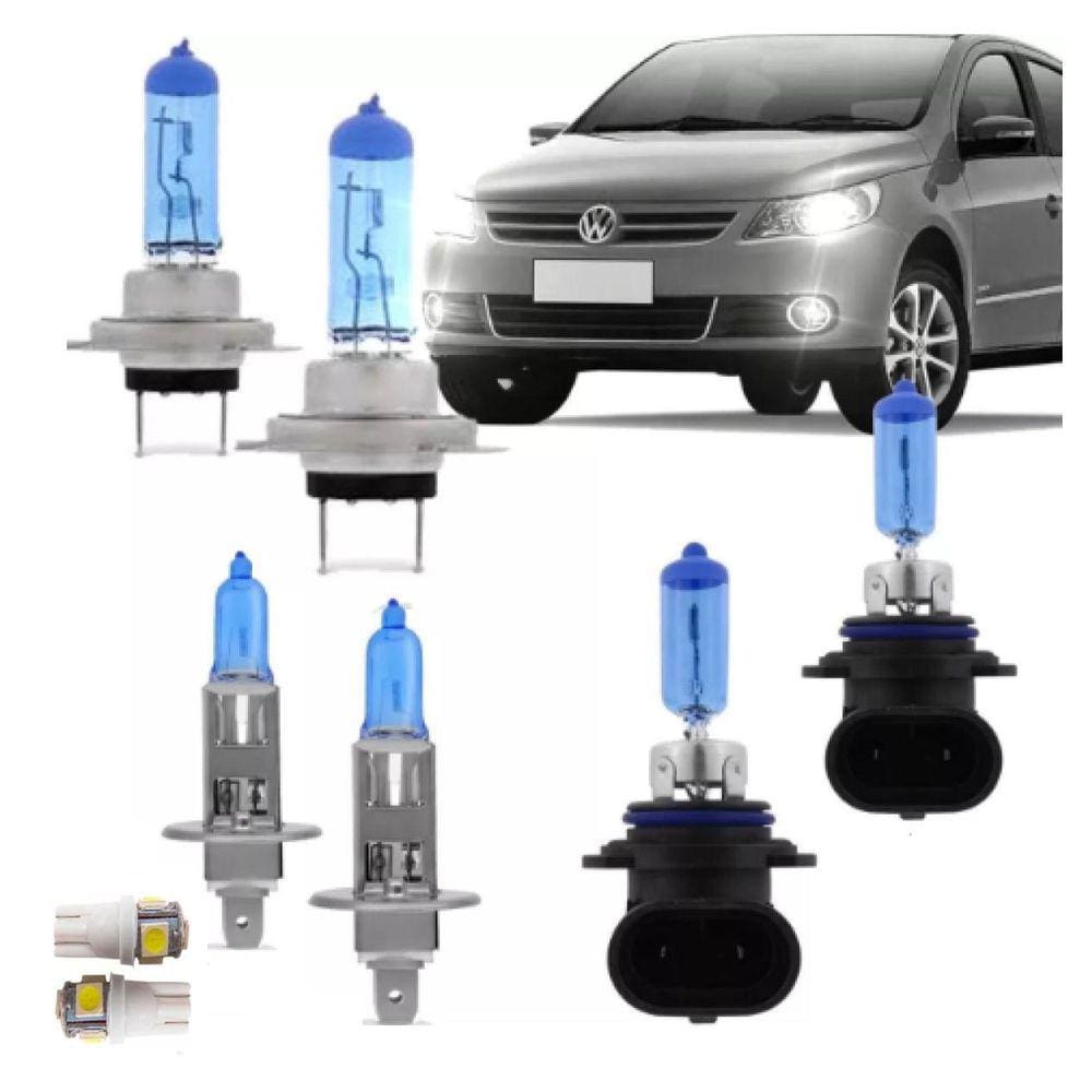 Kit Lampada Super Branca Vw Gol G5 Farol Alto Baixo E Milha