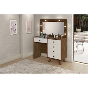 penteadeira camarim 5 gavetas maquiagem salao de beleza Malbec Off White