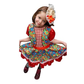Vestido Caipira Festa Junina Bebê Menina Caipirinha Infantil São João Quadrilha Quermesse Arraiá