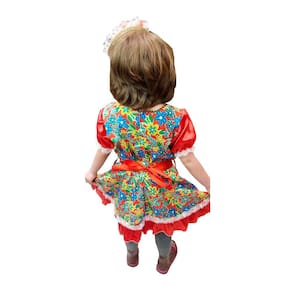 Vestido Festa Junina Infantil Caipirinha São João Quadrilha Quermesse Arraiá