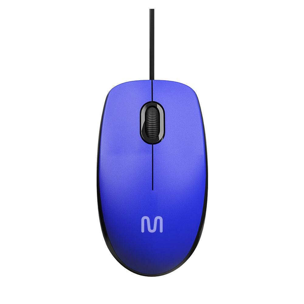 Mouse Com Fio MF400 Clique Silencioso Conexão USB 1200dpi Cabo de 180cm 3 Botões Azul Multi - MO388