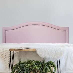 Cabeceira Casal 140x60cm Courino Curva Luxo Rosa/Fumê