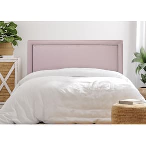 Cabeceira Casal Estofada para Cama Box Reta Luxo com Tachas 140x60cm Rosa/Fumê