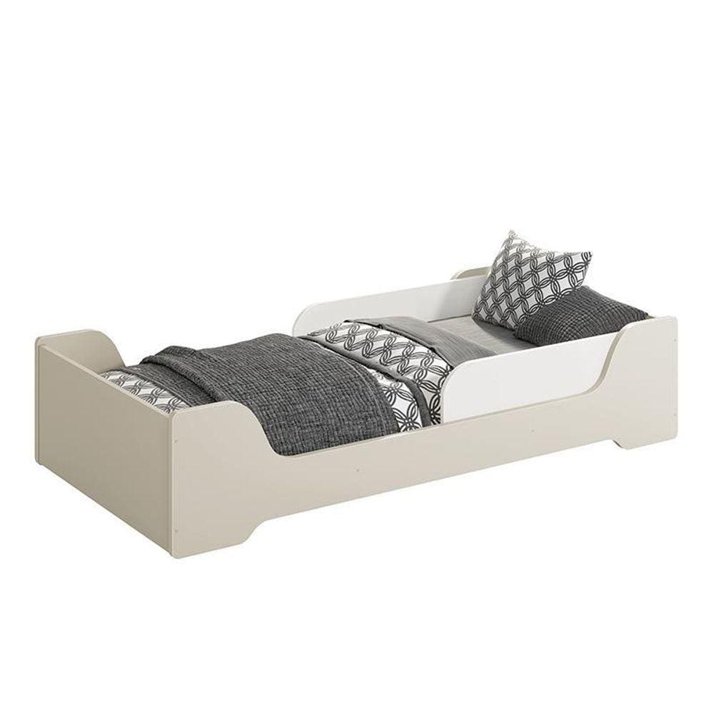 Cama Evolutiva Zaki, Proteção Lateral Lisa e Colchão D20 - Reller Móveis