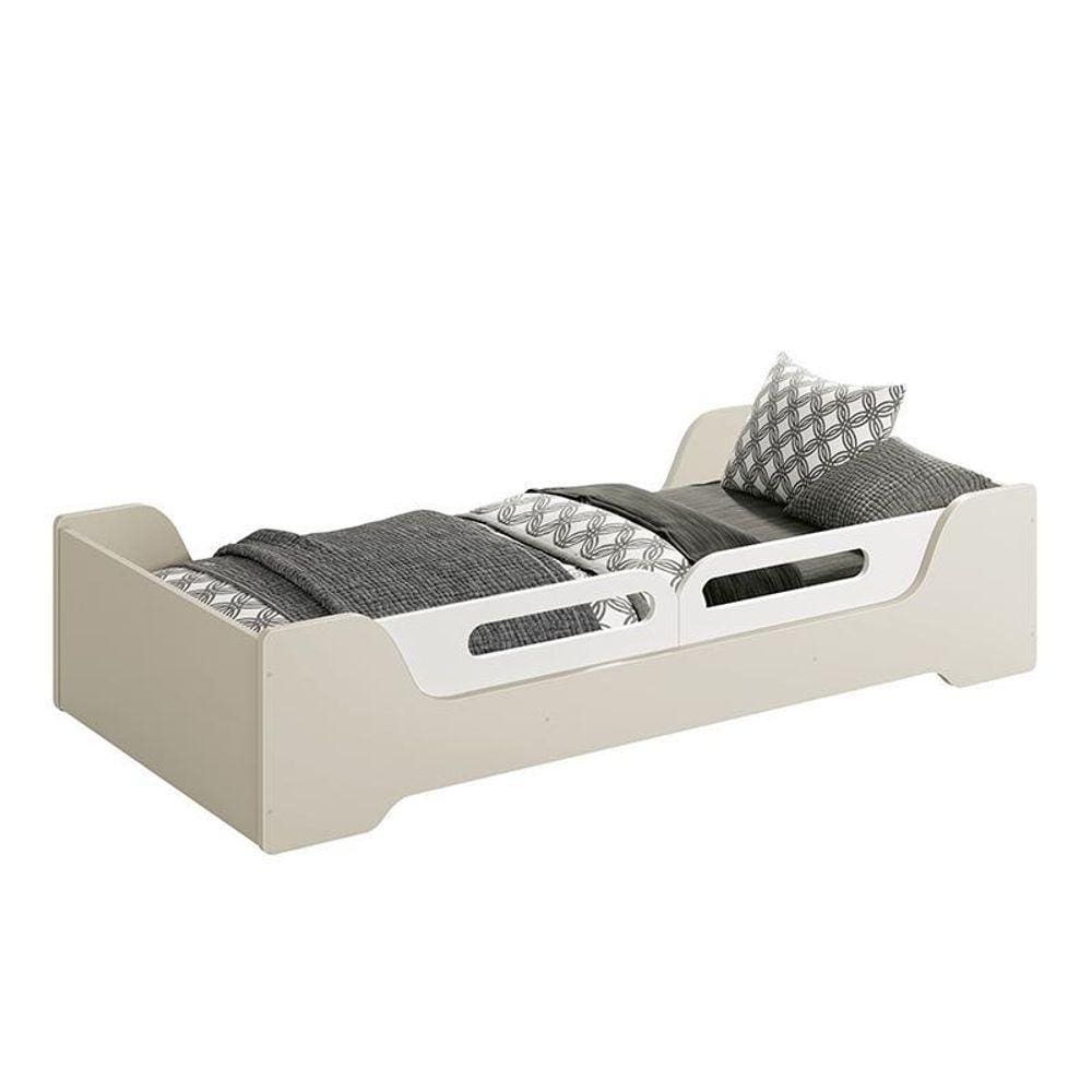 Cama Evolutiva Zaki com Proteção Lateral Usinada e Colchão D20 - Reller Móveis
