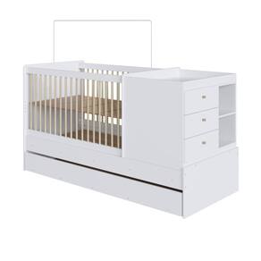 Berço Multifuncional com Cama Auxiliar e Cômoda Completa Móveis Branco
