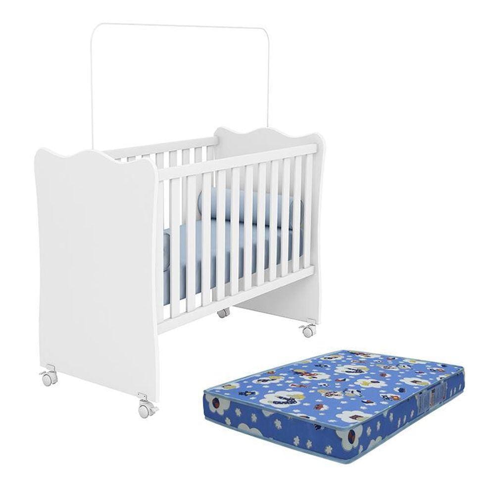 Berço Doce Sonho com Rodízios e Colchão Baby Physical - Qmovi