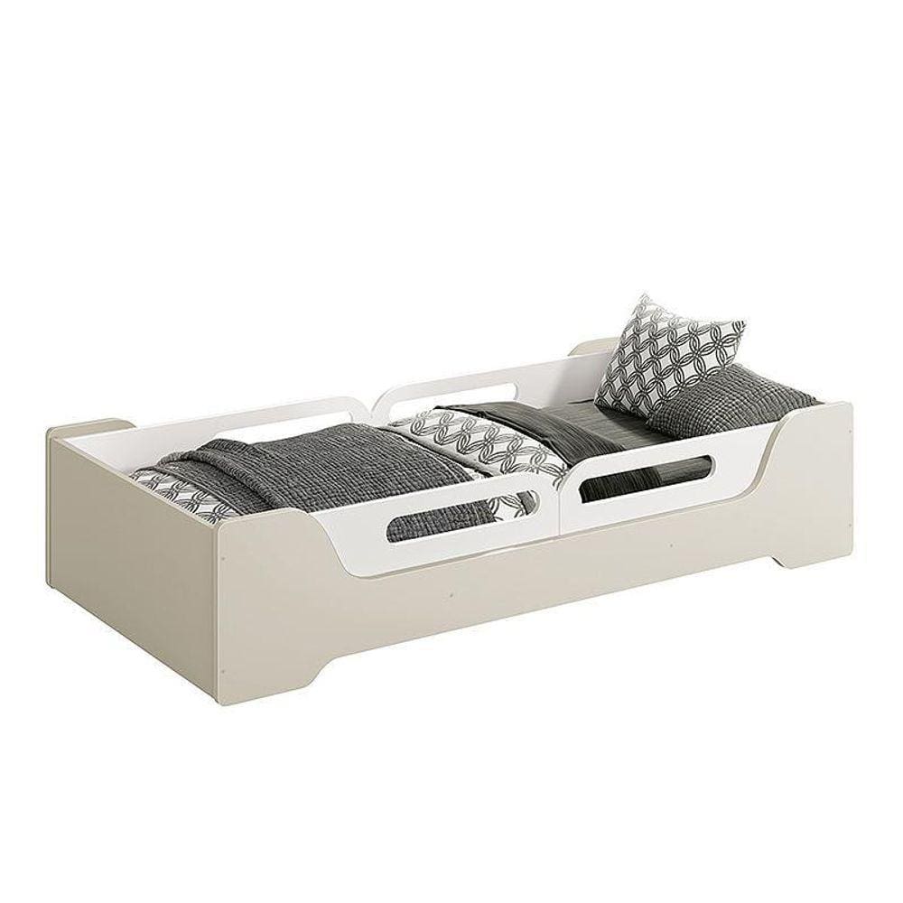 Cama Evolutiva Zaki, 2 Kits Proteção Lateral Usinada e Colchão D20 - Reller Móveis