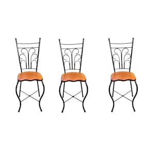 Cadeira de Jantar Para Mesa de chá Conjunto com 3 Estilo Industrial Rustica Ferro e Madeira Artesanal