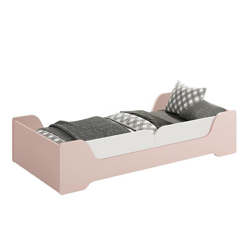Cama Evolutiva Zaki com Proteção Lateral Lisa e Colchão D20 - Reller Móveis