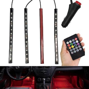 Barra Led Neon Carro Moto Musica Som 8 Cores RGB Controle Iluminaçao Decoraçao Enfeite