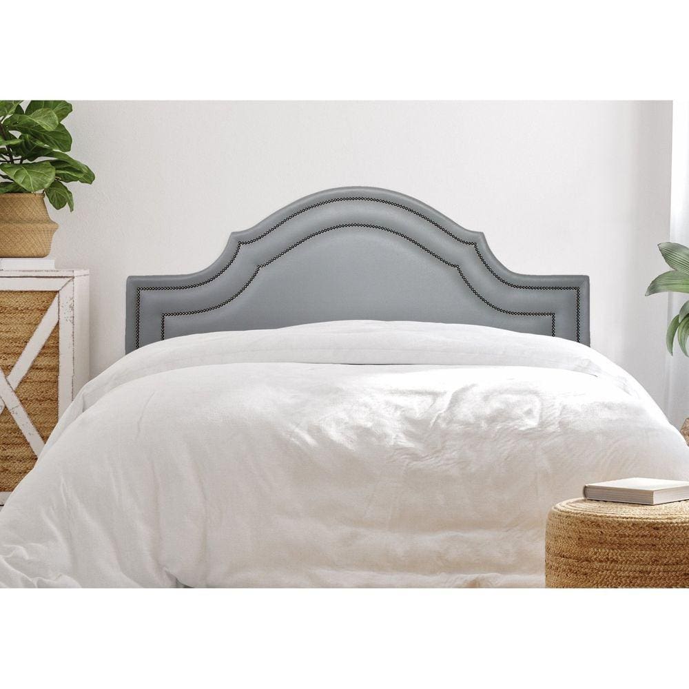 Cabeceira King Estofada para Cama Box com Tachas 193x60cm Provençal Luxo Dupla Cinza/Fumê