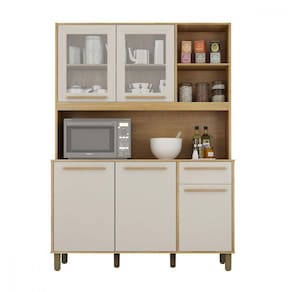 Cozinha Rubi 5 Portas 1 Gaveta Cinamomo com Off White Valdemoveis