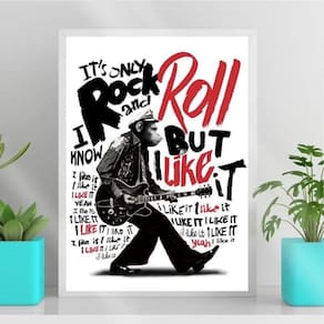 Quadro Decorativo Macaco Its Only Rock and Roll 45x34cm