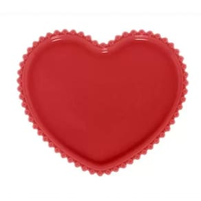 Prato Porcelana Coração Beads Vermelho Bon Gourmet 25 Cm