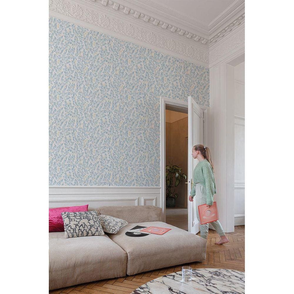 Papel de Parede Maison Folhagem Azul - Alta Qualidade