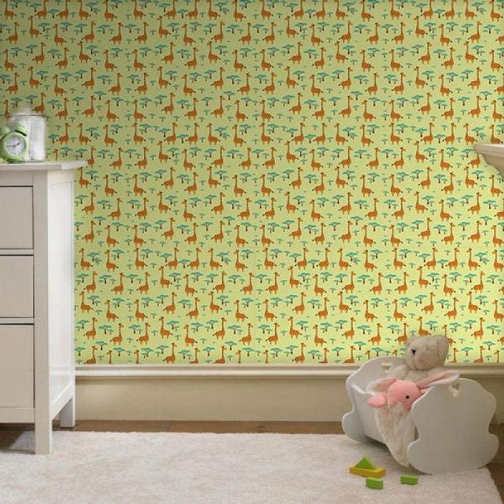 Papel De Parede Infantil Girafa Safari