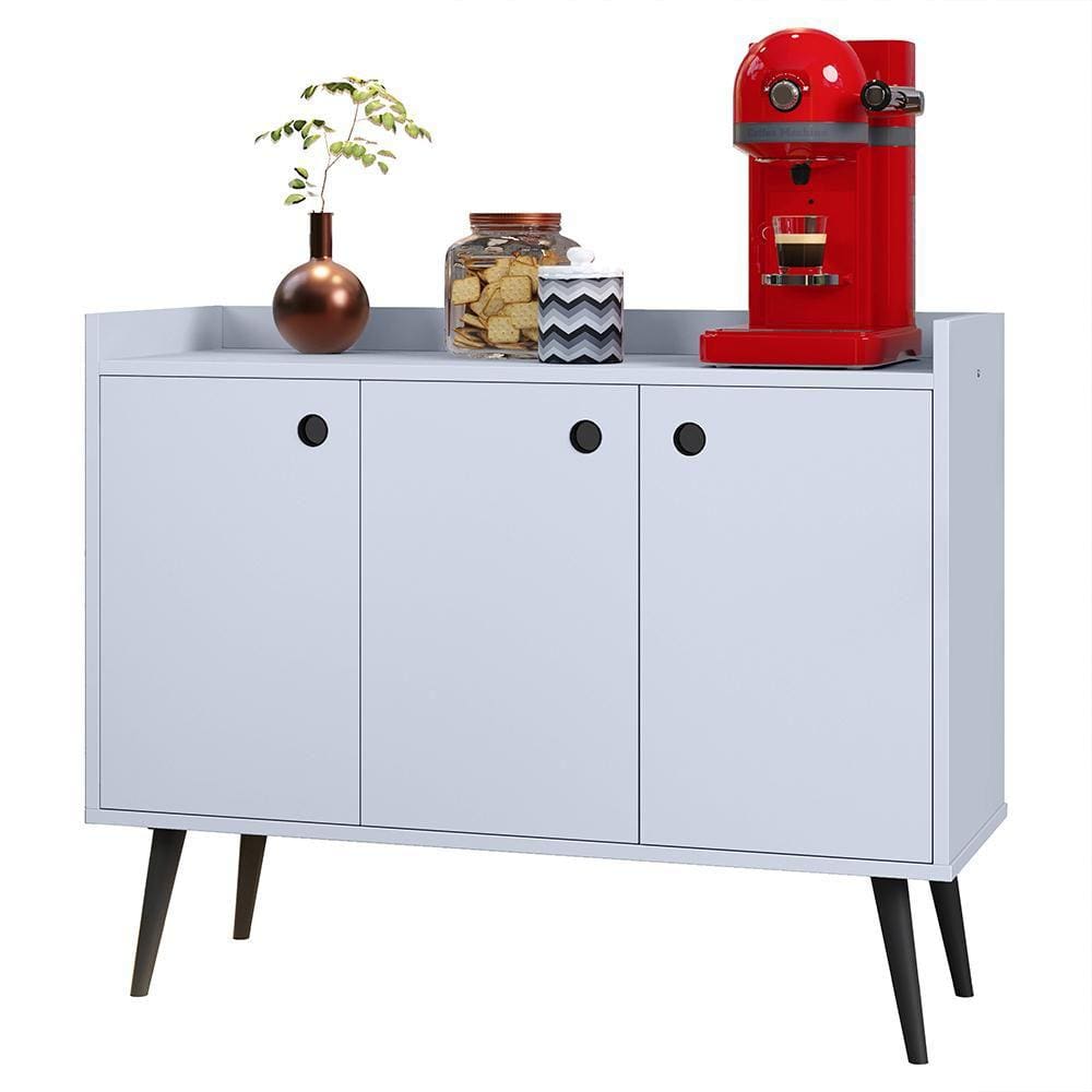 Aparador Buffet Balcão Compacto 90 cm Multiuso Decoração Sala Jantar Estar Escritório Wood New- Branco - RPM Móveis