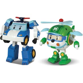[2 Pacote] Robocar Poli Poli &amp; Helly Transformando Brinquedo robô, 4" Tramsformable Action Toy Figure