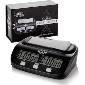 Relógio de Xadrez Digital Chess Armory - Temporizador Portátil com Recursos de Torneio e Tempo Extra