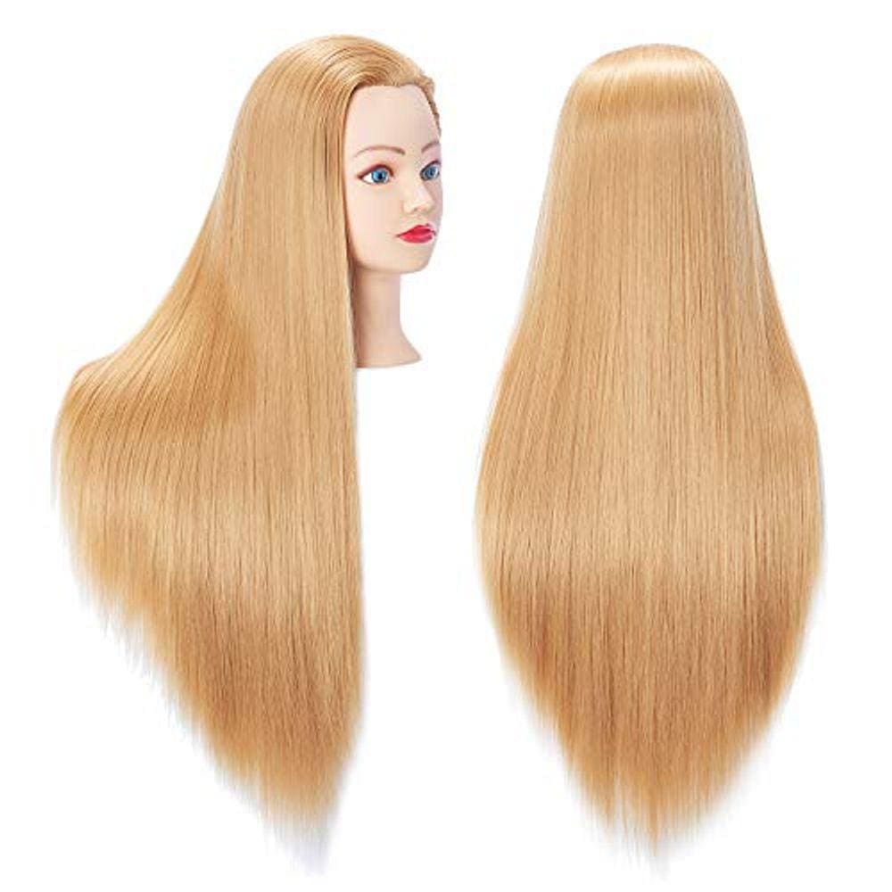 Hairingrid 26”-28” Manequim Head Hair Styling Head Manikin Cosmeology Doll Head Synthetic Fiber Hair and Free Clamp Holder (Dourado)