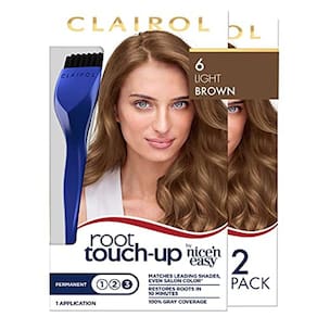 Tintura de cabelo permanente Clairol Retoque na raiz por Nice`n Easy, 6 Cabelo castanho claro Color, 2 unidades