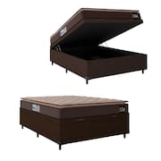Cama Box Baú Casal Colchão Espuma D33 Pillow Top Millenium 138x188x60cm Marrom Hellen - Suporta até