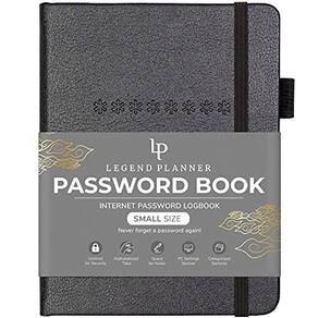 Livro de senhas do Legend Planner com guias alfabéticas. Diário de bordo do Endereço de Internet e Senha. Tamanho de bolso 4.0"x5.5", Cadern