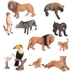 Volnau Animal Brinquedos Estatuetas África Animais Figuras Zoo Pack para Crianças Presente de Aniversário de Natal Pré-Escola Educação e Leão Selva Se