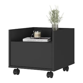 Mesa De Cabeceira 40Cm Com Rodízios Multimóveis V4042 Preta Preto