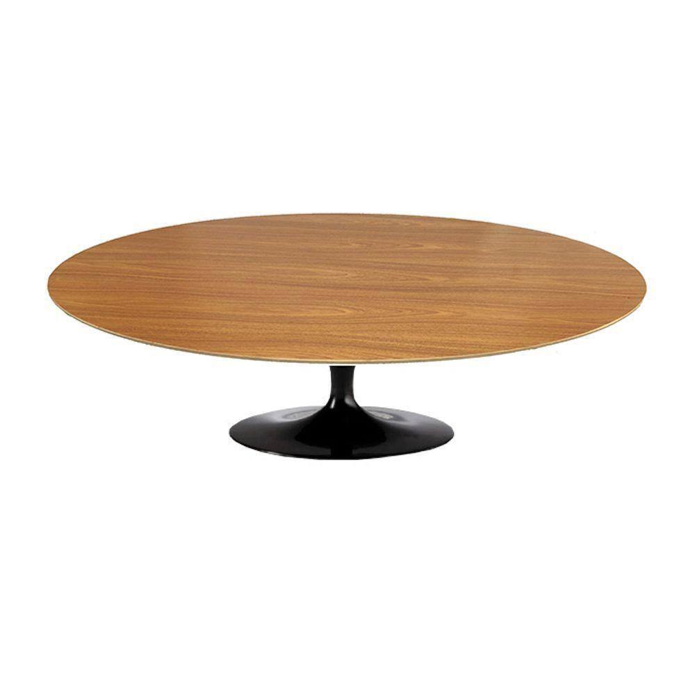Mesa Saarinen Oval Centro Freijó 120x80cm - Base Preta