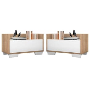 Kit Com 2 Mesas De Cabeceira 80Cm Multimóveis V4003 Rustic/Branca Rustic/Branco