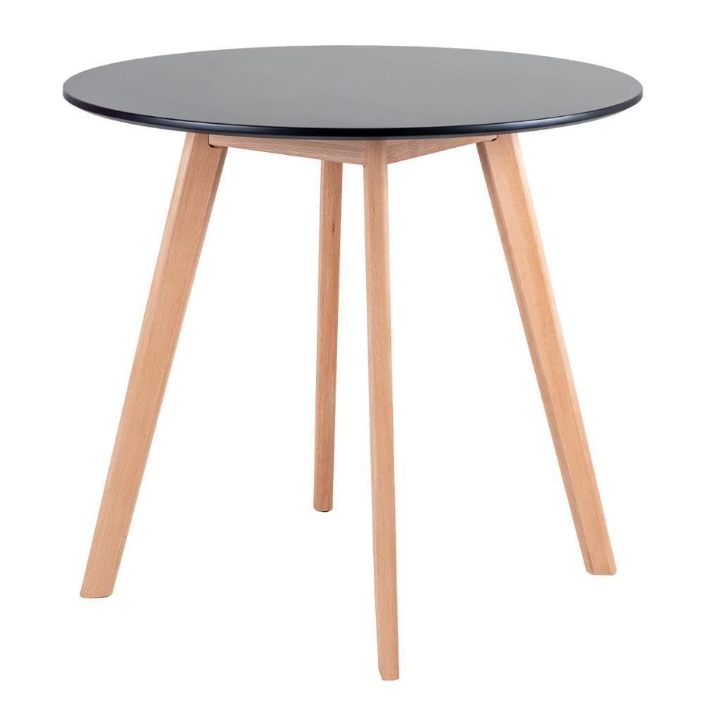 Mesa De Jantar Redonda Leda 80 Cm Preto Preto