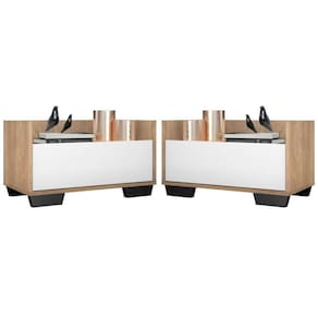 Kit Com 2 Mesas De Cabeceira 80Cm Multimóveis V4003 Rustic/Branca/Preta Rustic/Branco/Preto