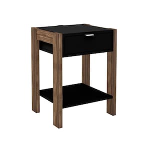Mesa De Cabeceira Multimóveis Vcr35003 Preta/Nogal Preto/Nogal