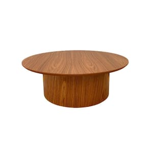 Mesa De Centro Base Cilíndrica 80cm Cor Marrom