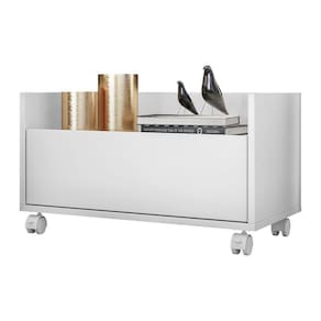 Mesa De Cabeceira 60Cm Com Rodízios Multimóveis V3629 Branca Branco