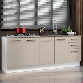 2 Balcões De Cozinha 3 Gavetas 4 Portas (sem Tampo E Pia) Branco/crema Agata Madesa Branco/crema