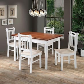 Conjunto Sala De Jantar Madeira Maciça 4 Cadeiras Mv Outlet Branco E Mel