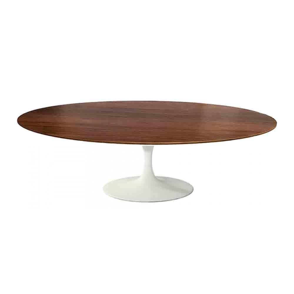 Mesa Saarinen Oval Centro Imbuia 135x90cm - Base Branca