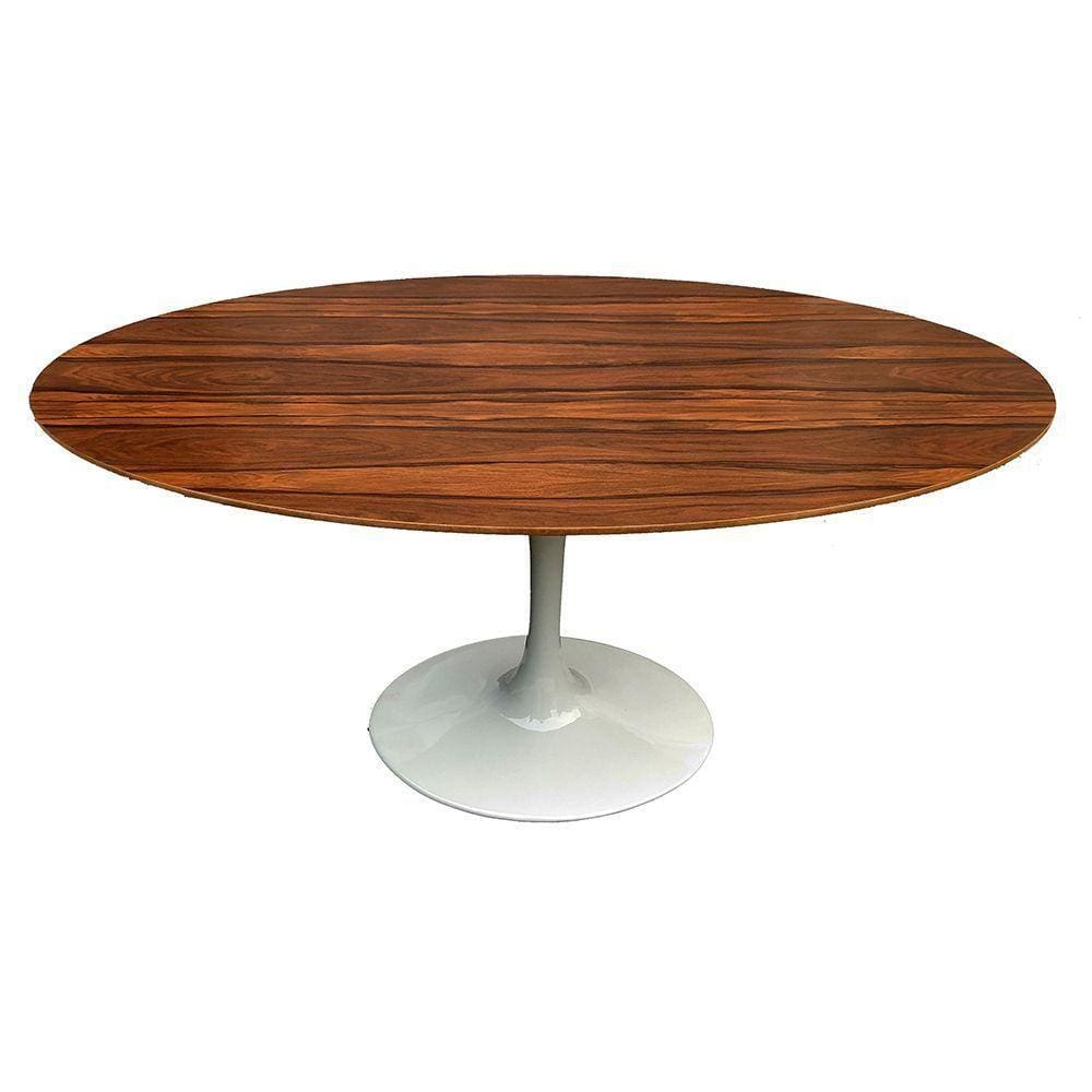Mesa Saarinen Oval Pau Ferro 235x122cm - Base Branca